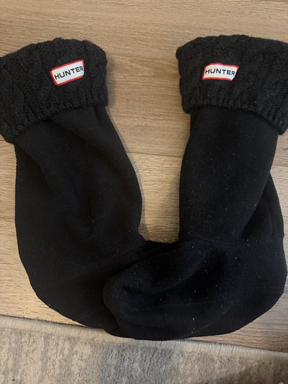 Hunter Black Crew Socks with Branded Cuff